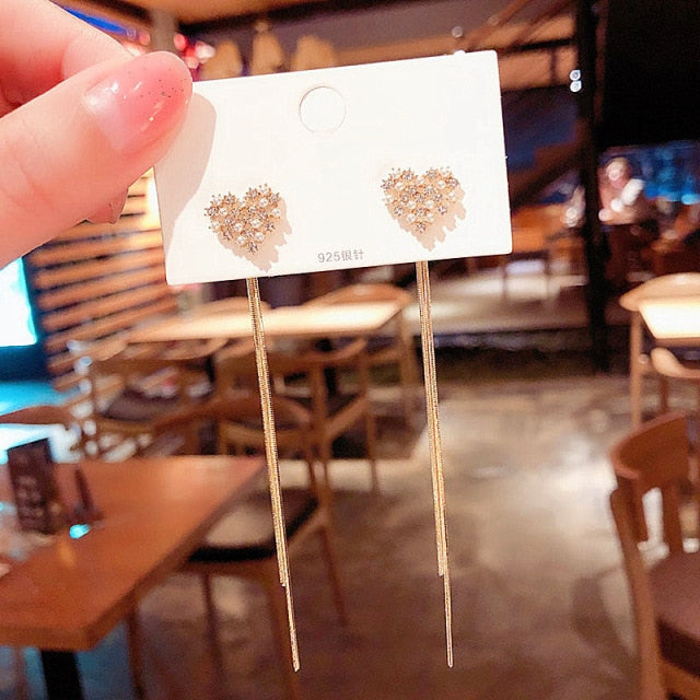 Women Long Tassel Earrings Korean Sweet Butterfly Rhinestone Earring Elegant Geometric Hanging Earring Jewelry.