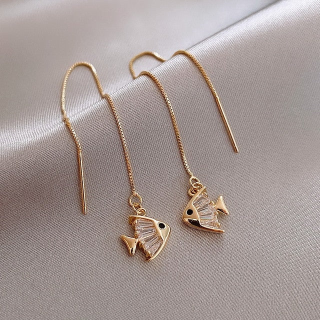 Women Long Tassel Earrings Korean Sweet Butterfly Rhinestone Earring Elegant Geometric Hanging Earring Jewelry.
