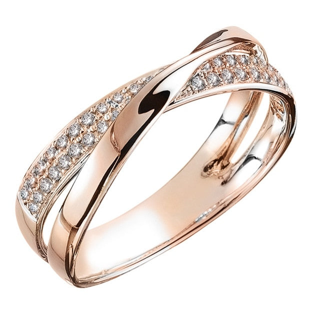 Two Stone Cross X Shape Dazzling C Stone Jewelry Ring for Women