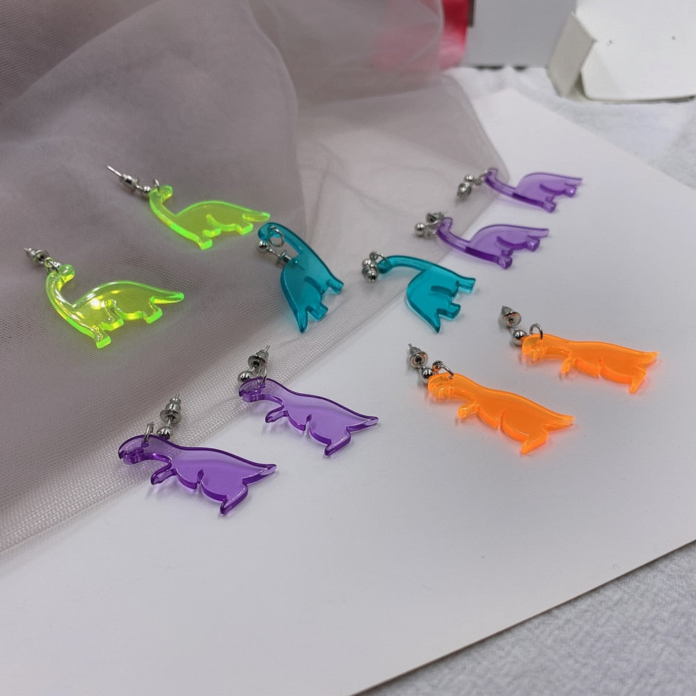 Cute Colorful Animal Acrylic Little Dinosaur Earrings for Girls, Women, Children, Birthday.