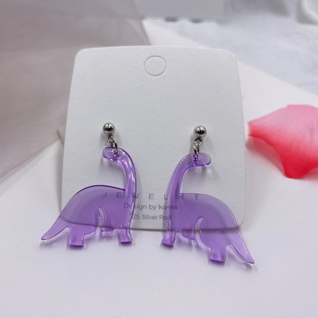 Cute Colorful Animal Acrylic Little Dinosaur Earrings for Girls, Women, Children, Birthday.