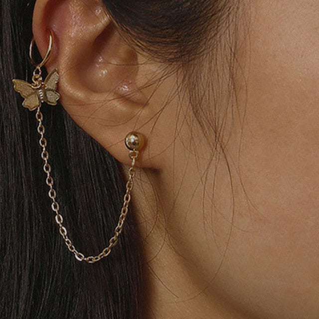Simple Long Chain Rhinestone Drop Earrings