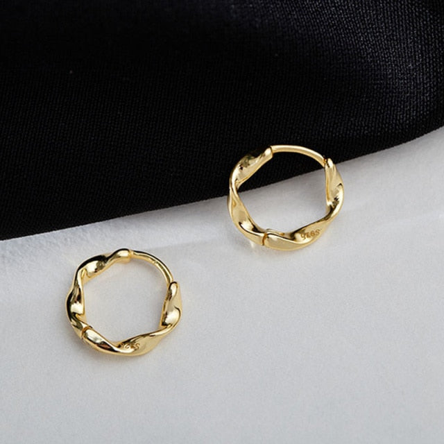 Vintage Gold and Silver Small Circle Hoop Geometric Earrings for Women