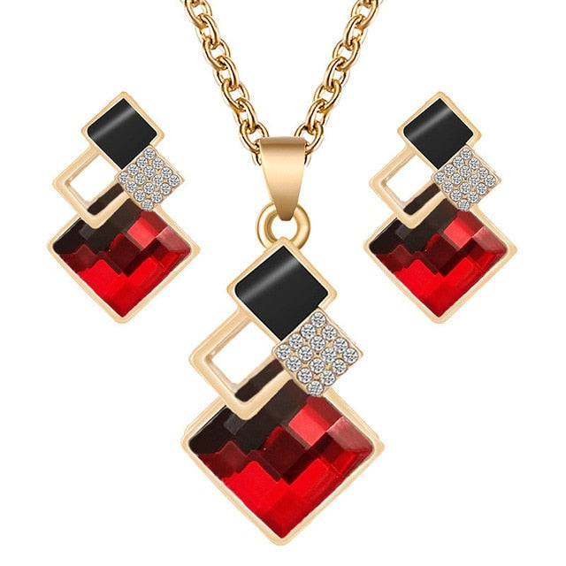 Fashion Crystal Pendant Minimalist Jewelry Set