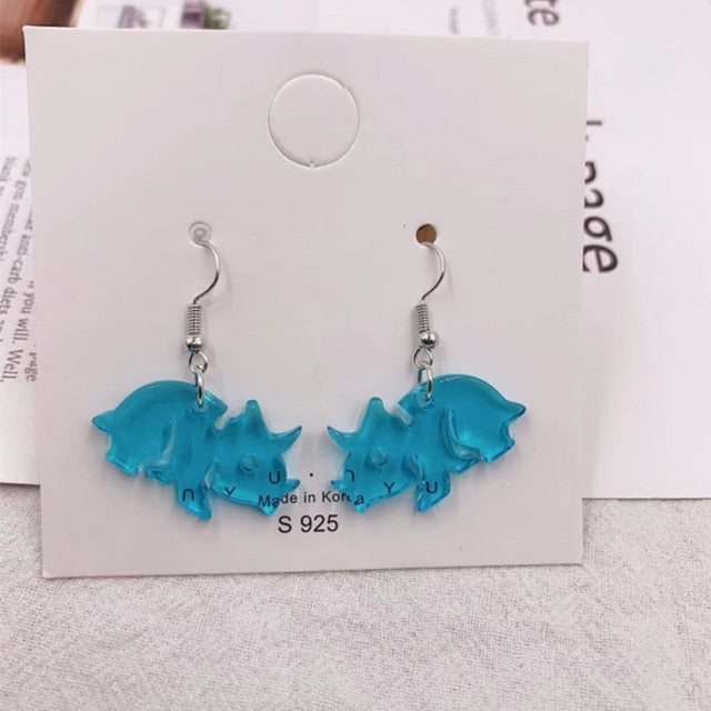 Cute Colorful Animal Acrylic Little Dinosaur Earrings for Girls, Women, Children, Birthday.