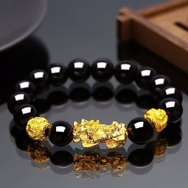 Obsidian Stone Beaded Fashion Bracelet for Women