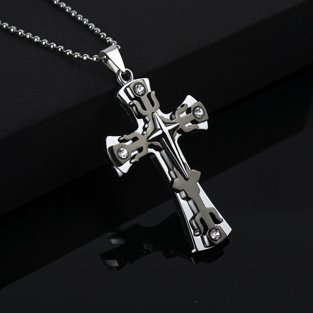 Fashion Unisex Trendy Stainless Steel Cross Armour Minimalist Chain