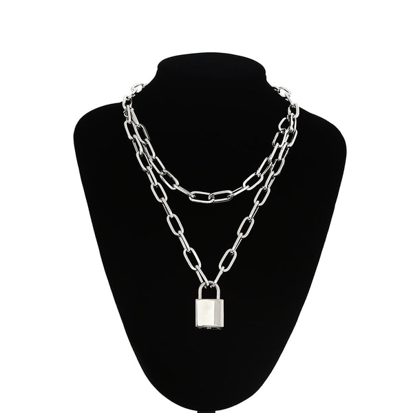 Lock Chain Necklace with A Padlock Pendants For Women Men Punk Jewelry On The Neck. Girls and Boys Accessories.