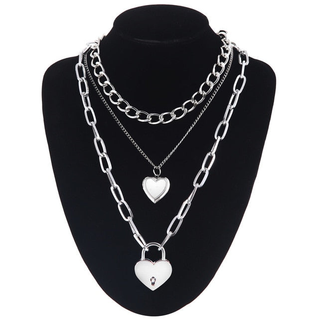 Lock Chain Necklace with A Padlock Pendants For Women Men Punk Jewelry On The Neck. Girls and Boys Accessories.