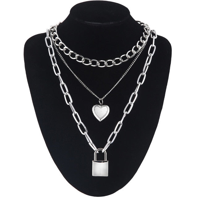 Lock Chain Necklace with A Padlock Pendants For Women Men Punk Jewelry On The Neck. Girls and Boys Accessories.