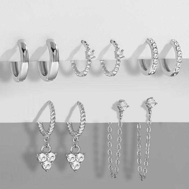 Zircon Crystal Long Chain Hoop Earrings for Women