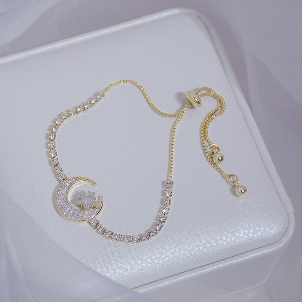 Korean-style Crystal Flower Jewelry Bracelet for Women