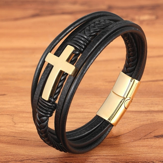 Luxury Cross Design Classic Leather Bracelets