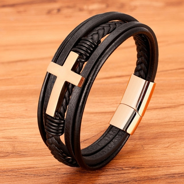 Luxury Cross Design Classic Leather Bracelets