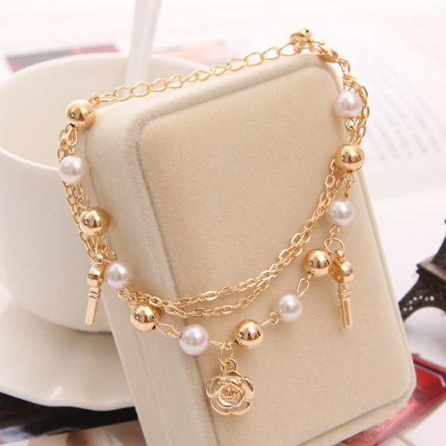 Women’s Crystal Gold Chain Charm Bracelets