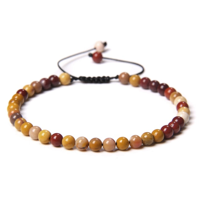 Adjustable 4mm Stone Natural Beads Bracelet Women’s Jewelry