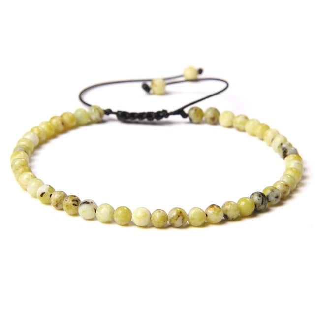 Adjustable 4mm Stone Natural Beads Bracelet Women’s Jewelry