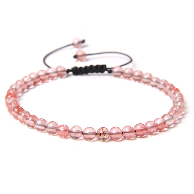 Adjustable 4mm Stone Natural Beads Bracelet Women’s Jewelry