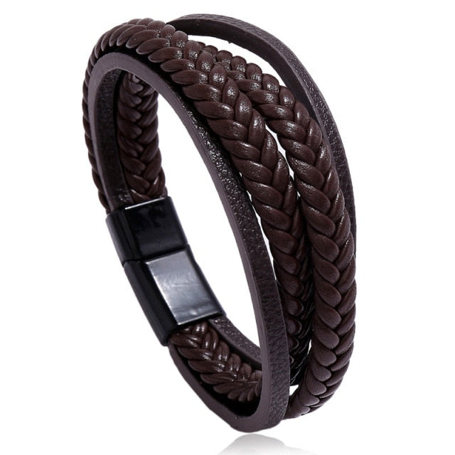 Men’s Genuine Leather Charm Bracelet