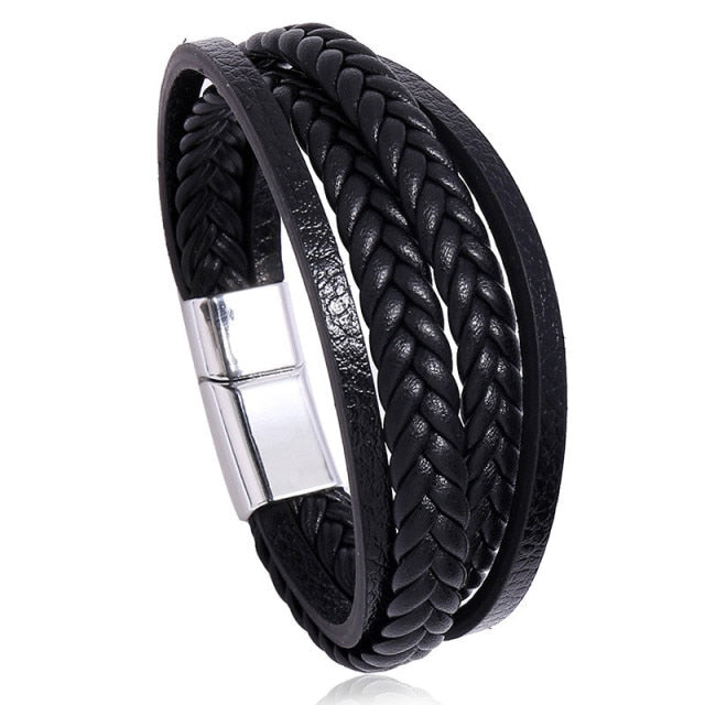 Men’s Genuine Leather Charm Bracelet