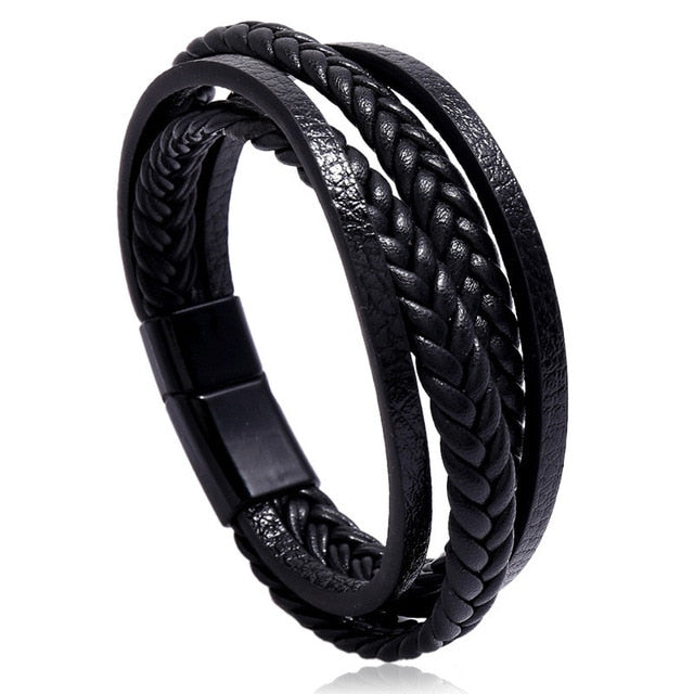 Men’s Genuine Leather Charm Bracelet