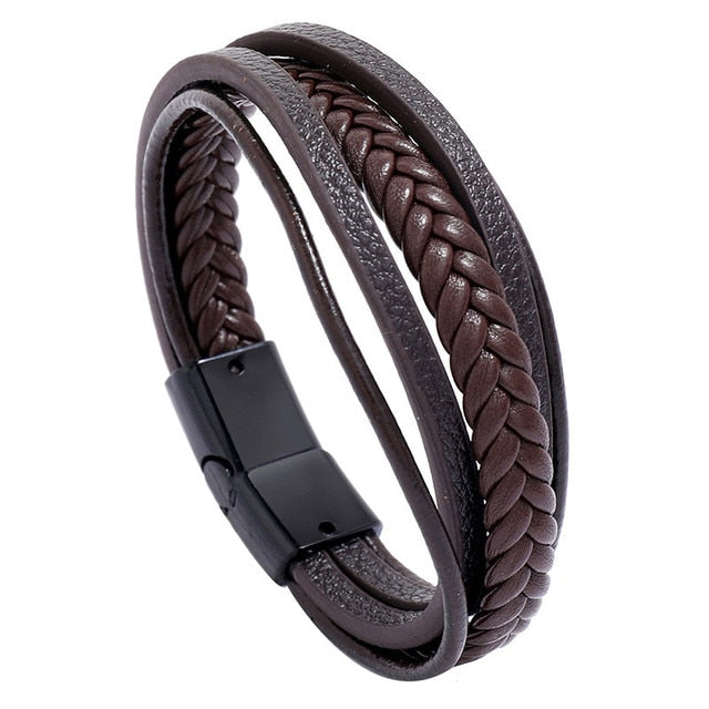 Men’s Genuine Leather Charm Bracelet