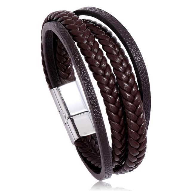 Men’s Genuine Leather Charm Bracelet