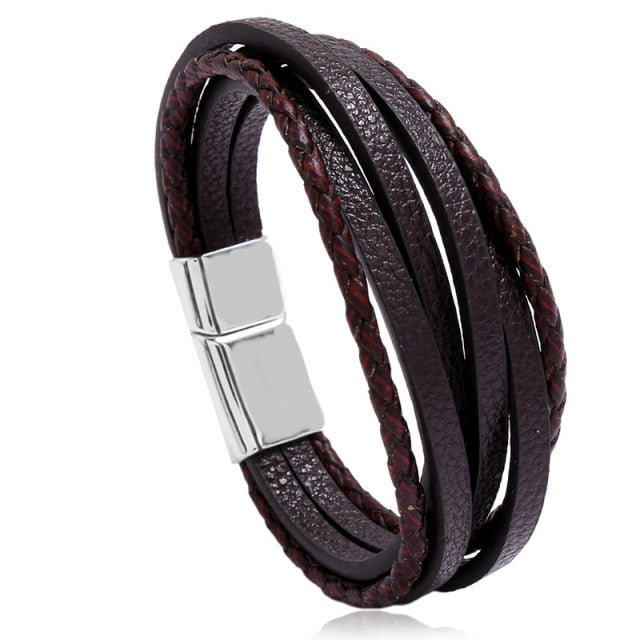 Men’s Genuine Leather Charm Bracelet