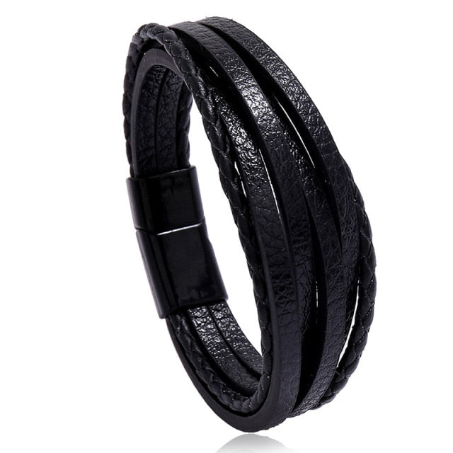 Men’s Genuine Leather Charm Bracelet