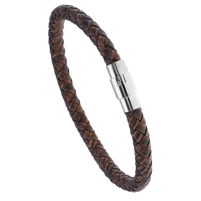 Men’s Genuine Leather Charm Bracelet