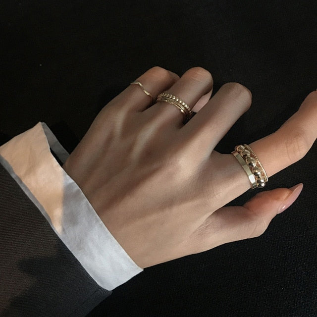 Korean Mixed Fashion Minimalist Style Geometric Rings