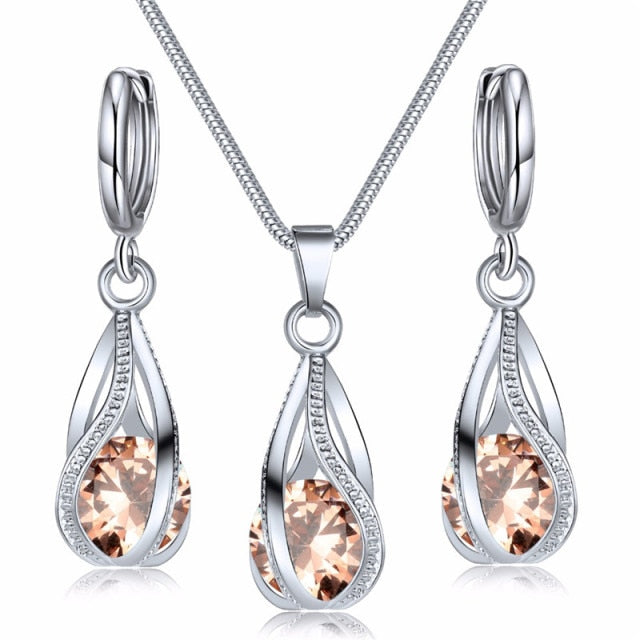 Elegant Fashion Cubic Zirconia Silver Jewelry Set