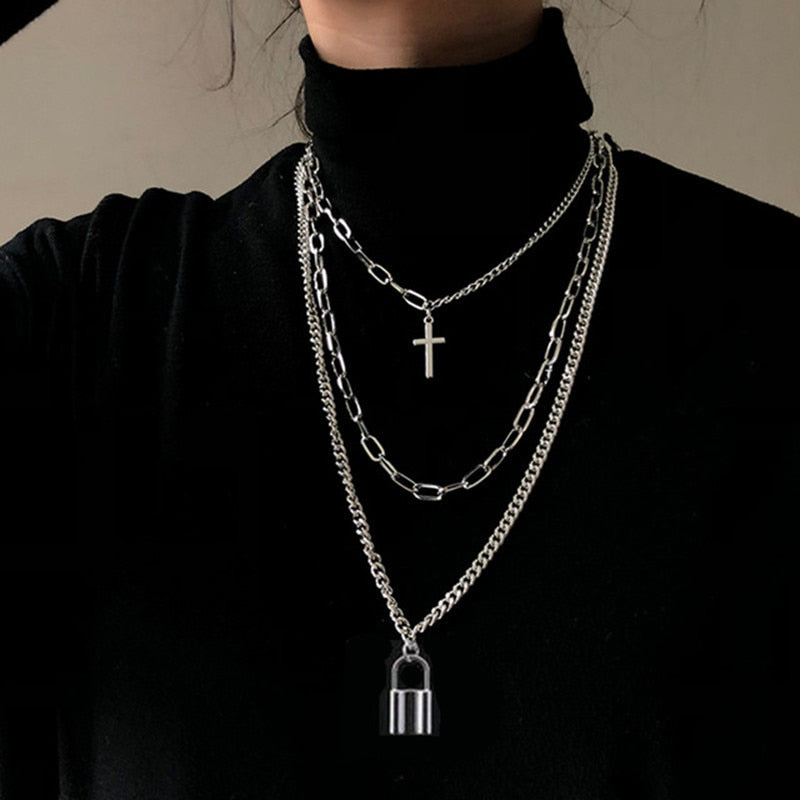 Unisex Multilayer Hip Hop Long Chain Necklace Jewelry
