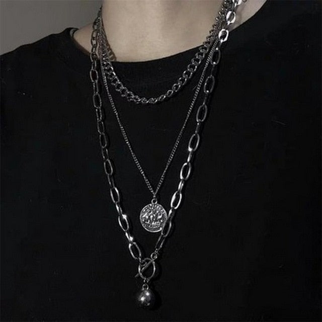 Unisex Multilayer Hip Hop Long Chain Necklace Jewelry