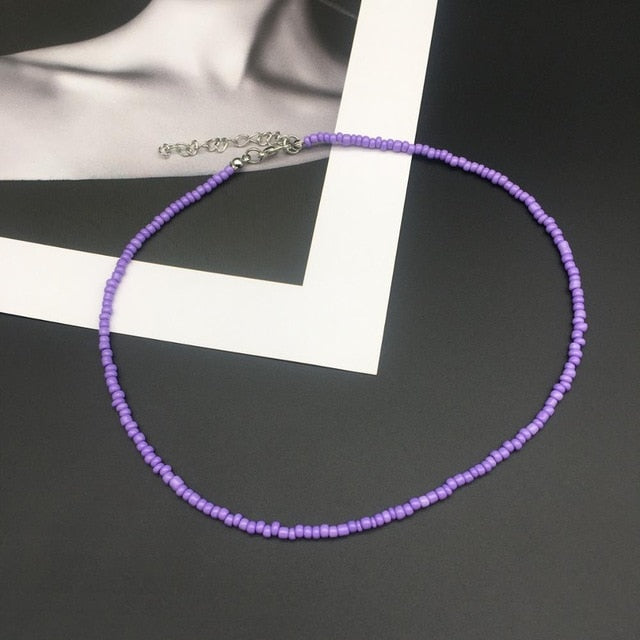Simple Choker Seed Bead Fashion Jewelry Necklace