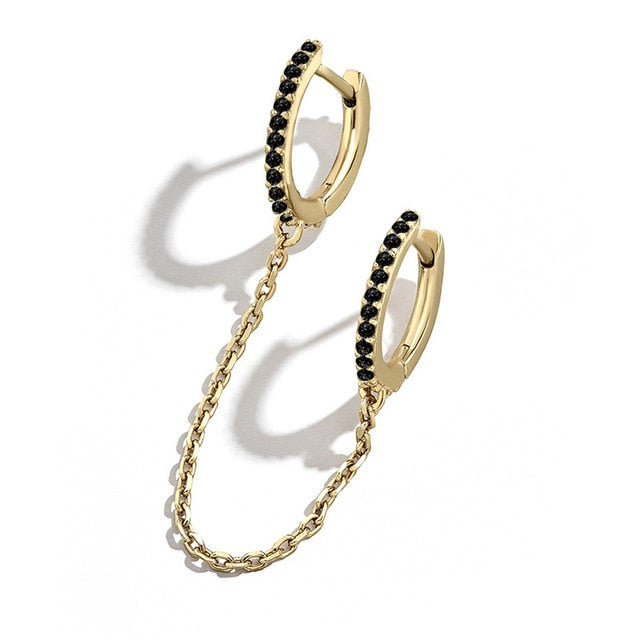 Simple Long Chain Rhinestone Stud Earrings