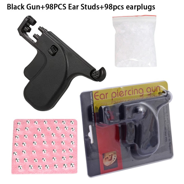 Professional Ear Piercing Gun Tool Set 98pcs Ear Studs Steel Ear Nose Navel Body Piercing Gun Unit Tool Kit Safety Pierce Tool