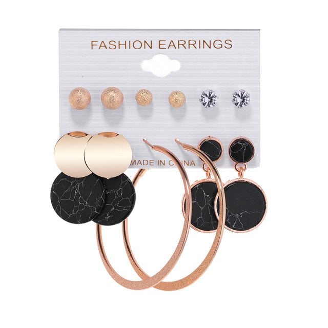 6 Pair/Set Big Circle Hoop Earring Jewellery