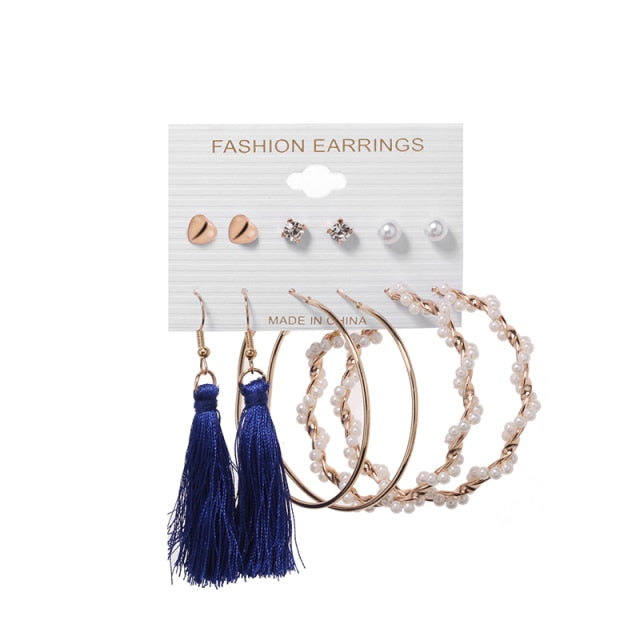 6 Pair/Set Big Circle Hoop Earring Jewellery