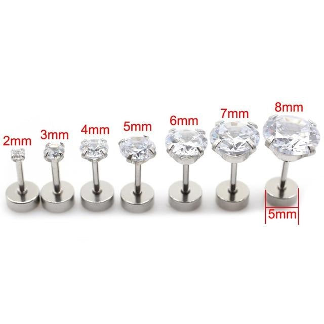 Stainless Steel Unisex Round Crystal Double Colour Earring Stud for Unisex