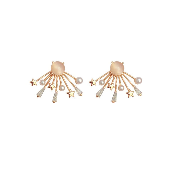Simple Long Chain Rhinestone Stud Earrings