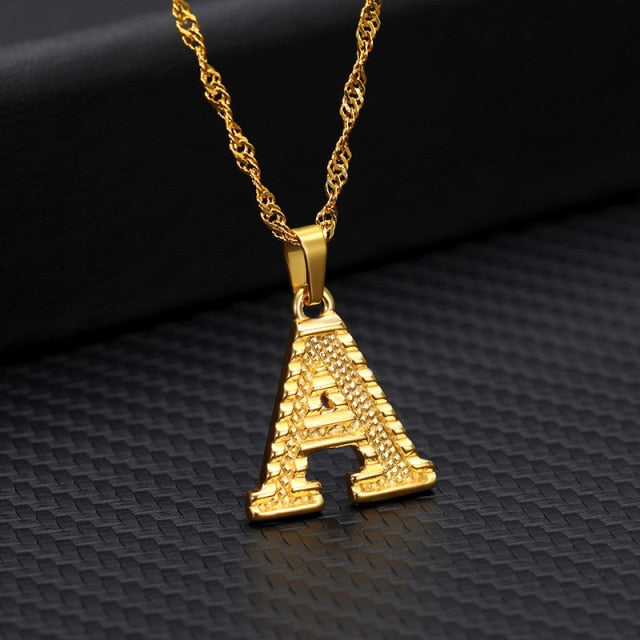 Capital Initial Letter Necklaces For Women Stainless Steel Gold A-Z Alphabet Pendant Necklace Birthday Jewelry Gift Bijoux Femme