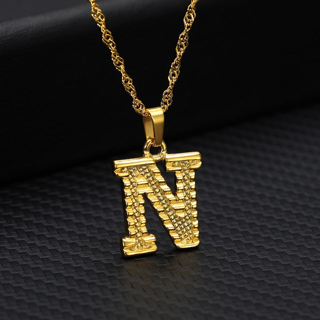 Capital Initial Letter Necklaces For Women Stainless Steel Gold A-Z Alphabet Pendant Necklace Birthday Jewelry Gift Bijoux Femme