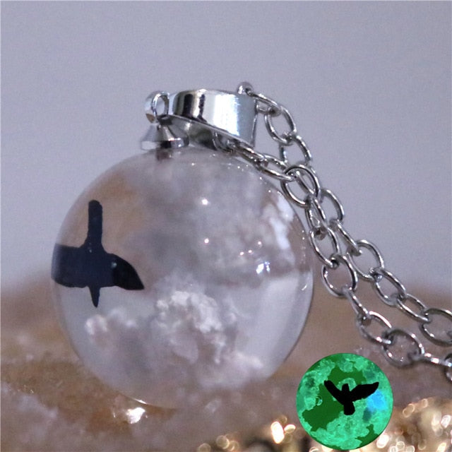 Chic Transparent Resin Round Ball Moon Pendant Necklace for Women