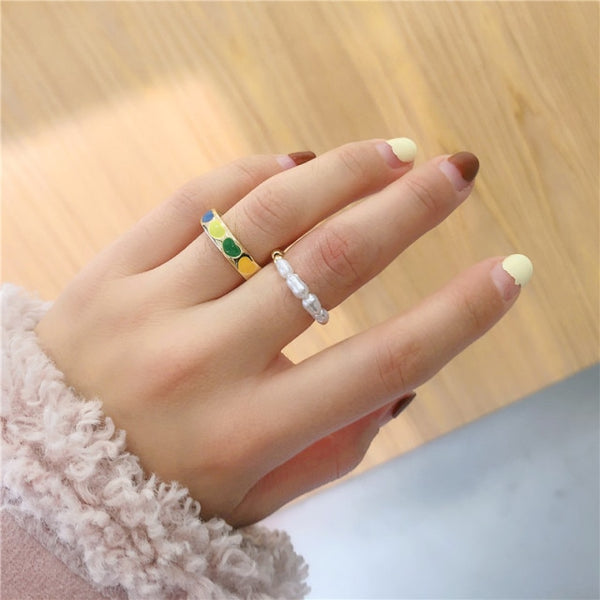 Korean Mixed Fashion Minimalist Style Geometric Rings