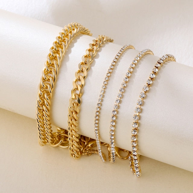 4 Pcs Punk Heavy Retro Geometric Bracelet