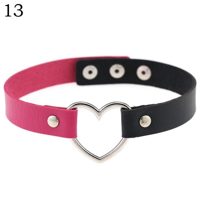 2020 Fashion PU Leather Heart Choker Necklace Women Chocker Necklaces Punk Statement Jewelry Collier Wedding Bride Jewelry Gift
