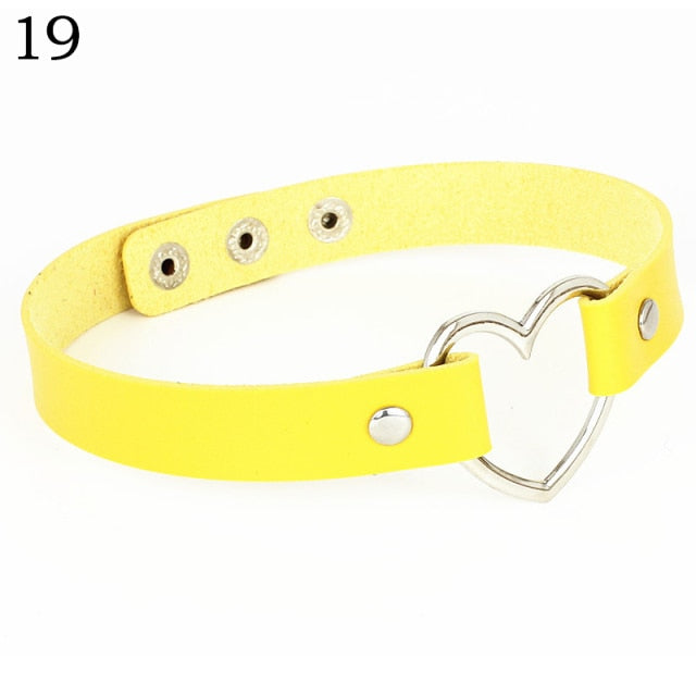 2020 Fashion PU Leather Heart Choker Necklace Women Chocker Necklaces Punk Statement Jewelry Collier Wedding Bride Jewelry Gift