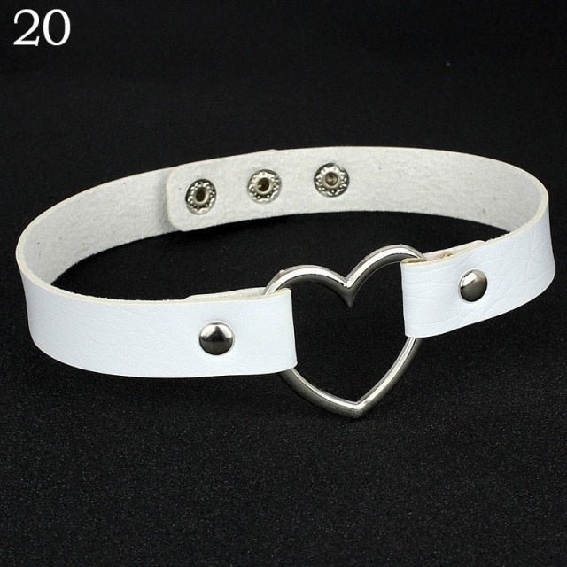 2020 Fashion PU Leather Heart Choker Necklace Women Chocker Necklaces Punk Statement Jewelry Collier Wedding Bride Jewelry Gift