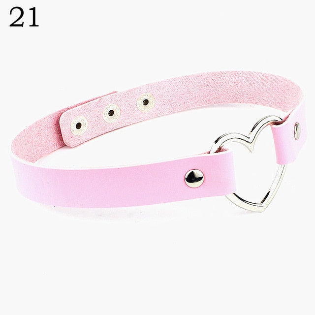2020 Fashion PU Leather Heart Choker Necklace Women Chocker Necklaces Punk Statement Jewelry Collier Wedding Bride Jewelry Gift
